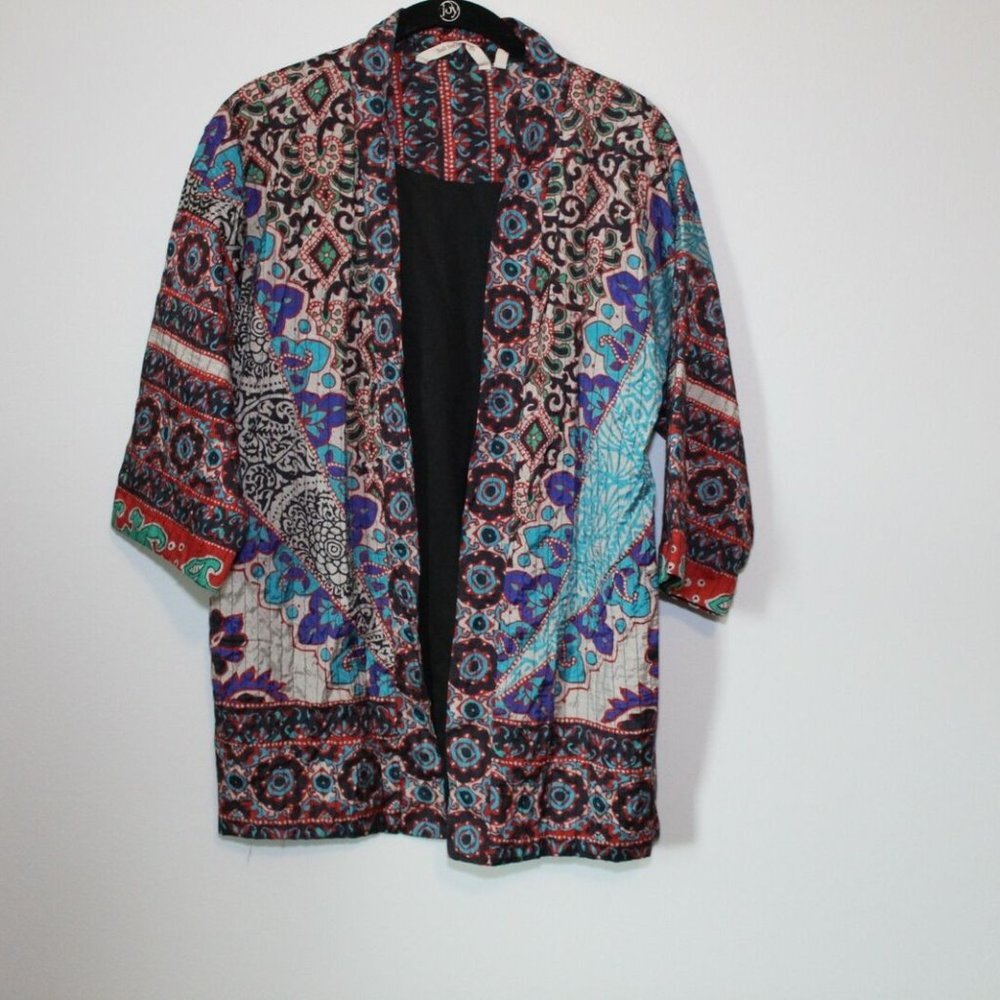 Soft Surroundings Quilted Lotus Topper Kimono Cardigan Small PS Cottagecore Boho - Picture 3 of 16